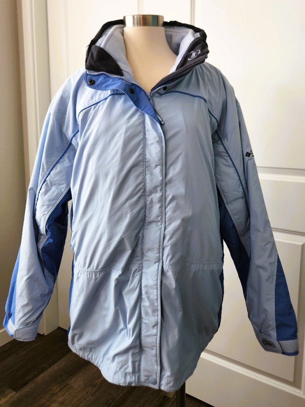 Columbia Women's 1X Interchange 3-in-1 Winter Jacket Blue Fleece Lined Hooded